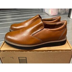 Deer Stags Walkmaster Slip On Shoes Mens 9.5 Brown‎ Leather Casual
